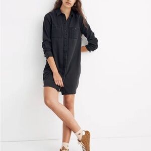 Madewell Black Faded Button Down Shirtdress XXS
